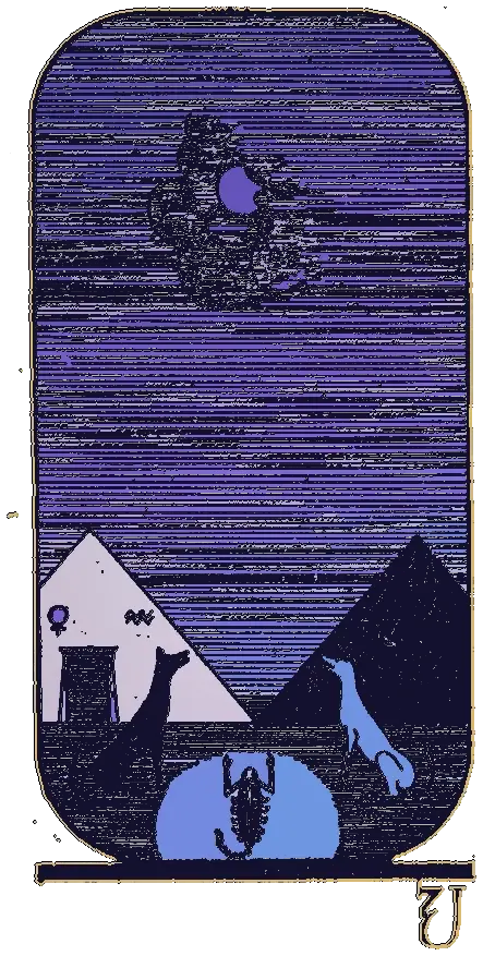 Lámina del arcano XVIII, El Crepúsculo
